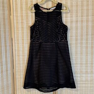 Maurices Womens 14 Dress Midi Black Lace Lined Evening Whimsigoth Witchy Party